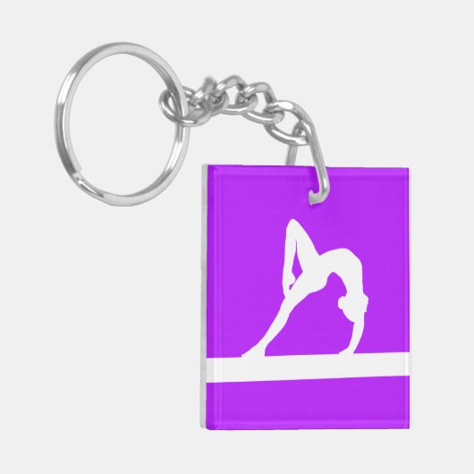 Gymnast Sleutelhanger met naam Paars (Voorkant Links)