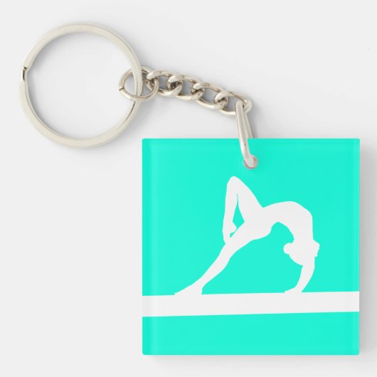 Gymnast Sleutelhanger met naam Turquoise (Voorkant)