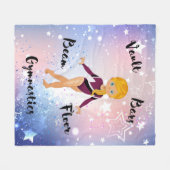 Gymnast Star Blonde, Blue Eyes, Bourgogne Leotard Fleece Deken (Voorkant (Horizontaal))