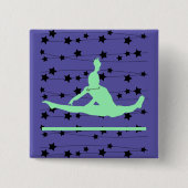 Gymnast Swirling Stars Vierkante Button 5,1 Cm (Voorkant)