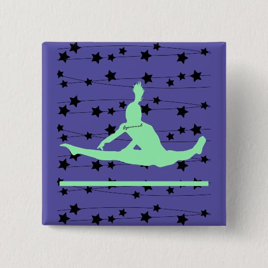 Gymnast Swirling Stars Vierkante Button 5,1 Cm (Voorkant)