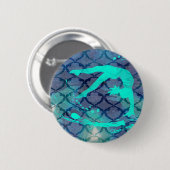 Gymnast Tribal Pattern Blue Ronde Button 5,7 Cm (Voorkant /achterkant)