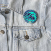 Gymnast Tribal Pattern Blue Ronde Button 5,7 Cm (In situ)