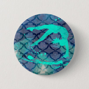 Gymnast Tribal Pattern Blue Ronde Button 5,7 Cm