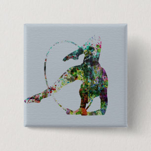 Gymnast Vierkante Button 5,1 Cm