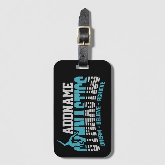 Gymnast VOEGT NAAM Gymnastiek Team Backbend Kickov Bagagelabel (Voorkant (verticaal))