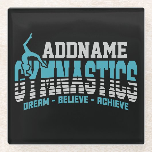 Gymnast VOEGT NAAM Gymnastiek Team Backbend Kickov Glazen Onderzetter (Voorkant)