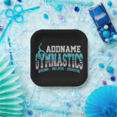 Gymnast VOEGT NAAM Gymnastiek Team Backbend Kickov Papieren Bordje (Feest)