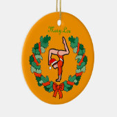 GymnastChick Wreath Handstand personaliseert versi Keramisch Ornament (Rechts)