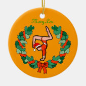GymnastChick Wreath Handstand personaliseert versi Keramisch Ornament (Voorkant)