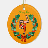 GymnastChick Wreath Handstand personaliseert versi Keramisch Ornament (Links)