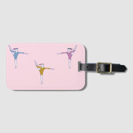 gymnasten in roze bagagelabel