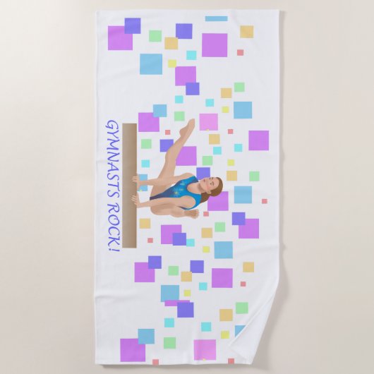 Gymnasten Rock!  Evenwichtsbalk Strandlaken (Voorkant)