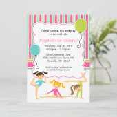 Gymnastic Girls Birthday Party Invitation Kaart (Staand voorkant)