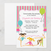 Gymnastic Girls Birthday Party Invitation Kaart (Voorkant / Achterkant)