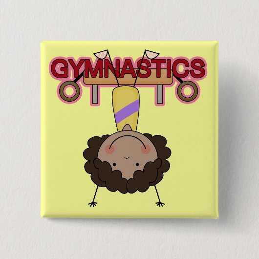 GYMNASTICS - Afrikaanse Amerikaanse meisjeshandgre Vierkante Button 5,1 Cm (Voorkant)