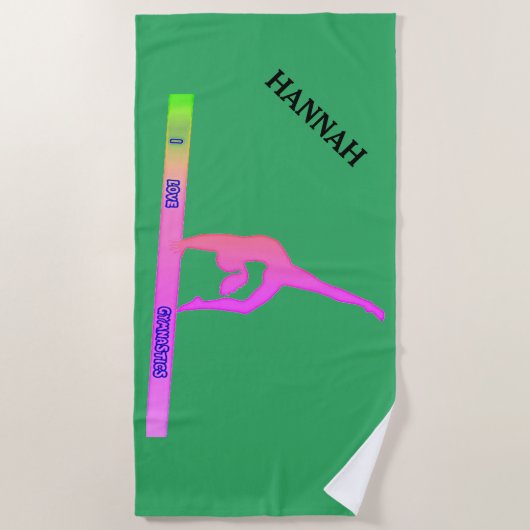 GYMNASTICS-badhanddoek. Persoonlijke naam. Strandlaken (Voorkant)