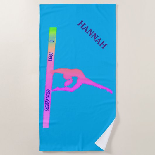 GYMNASTICS-badhanddoek. Persoonlijke naam. Strandlaken (Voorkant)