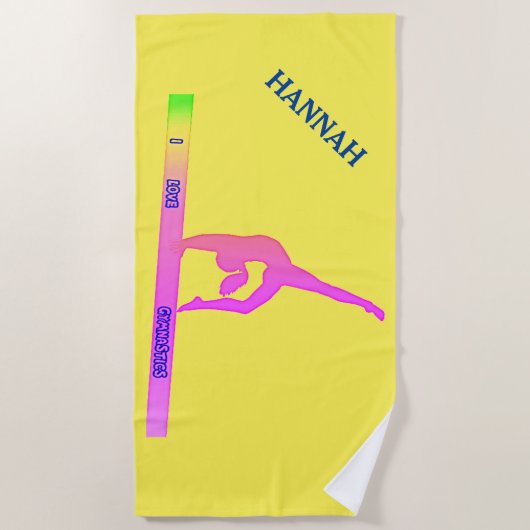 GYMNASTICS-badhanddoek. Persoonlijke naam. Strandlaken (Voorkant)