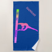 GYMNASTICS-badhanddoek.  Persoonlijke naam. Strandlaken (Voorkant)