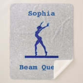 Gymnastics Beam Queen Blue/Silver Sherpa Blanket Deken (Voorkant)