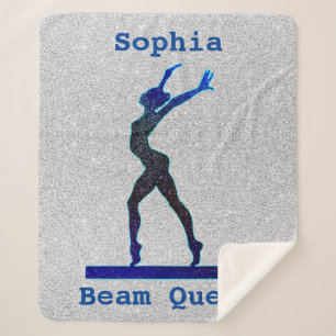 Gymnastics Beam Queen Blue/Silver Sherpa Blanket Deken
