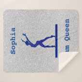 Gymnastics Beam Queen Blue/Silver Sherpa Blanket Sherpa Deken (Voorkant (horizontaal))