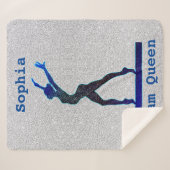 Gymnastics Beam Queen Blue/Silver Sherpa Blanket Sherpa Deken (Voorkant (horizontaal))