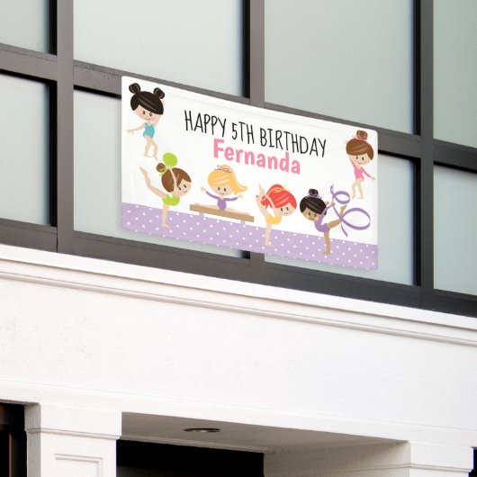 Gymnastics Birthday Banner (Buitenkant Gebouw)