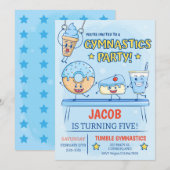 Gymnastics Birthday Invitation Boy Kaart (Voorkant / Achterkant)