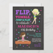 Gymnastics Birthday Invitation / Girl / Chalkboard Kaart (Voorkant)