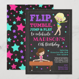 Gymnastics Birthday Invitation / Girl / Chalkboard Kaart