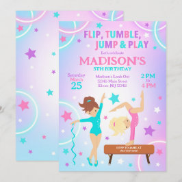 Gymnastics Birthday Invitation Gymnastics Party Kaart