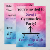 Gymnastics Birthday Invitation | Gymnastiekpartij (Voorkant / Achterkant)
