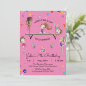 Gymnastics Birthday Invitation | Gymnastiekpartij Kaart (Staand voorkant)