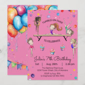 Gymnastics Birthday Invitation | Gymnastiekpartij Kaart (Voorkant / Achterkant)