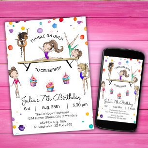 Gymnastics Birthday Invitation   Gymnastiekpartij Kaart