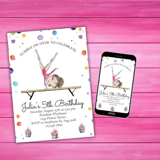 Gymnastics Birthday Invitation | Gymnastiekpartij Kaart