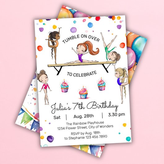 Gymnastics Birthday Invitation | Gymnastiekpartij Kaart