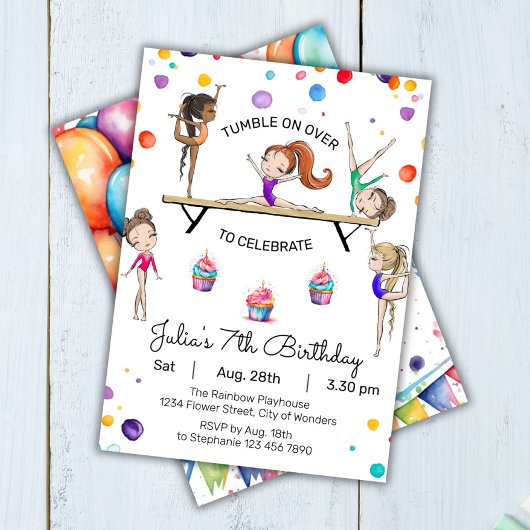 Gymnastics Birthday Invitation | Gymnastiekpartij Kaart