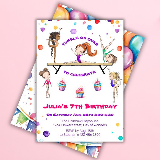 Gymnastics Birthday Invitation | Gymnastiekpartij Kaart