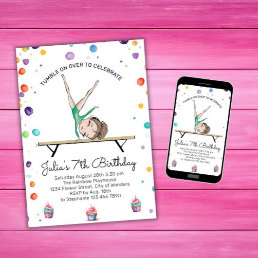 Gymnastics Birthday Invitation | Gymnastiekpartij Kaart