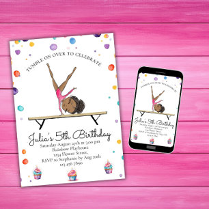 Gymnastics Birthday Invitation   Gymnastiekpartij Kaart