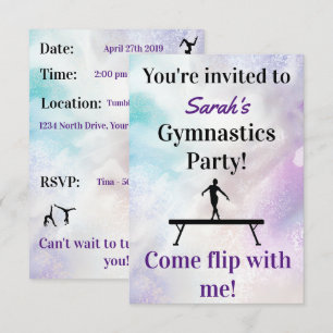 Gymnastics Birthday Invitation   Gymnastiekpartij Kaart