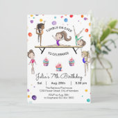 Gymnastics Birthday Invitation | Gymnastiekpartij Kaart (Staand voorkant)