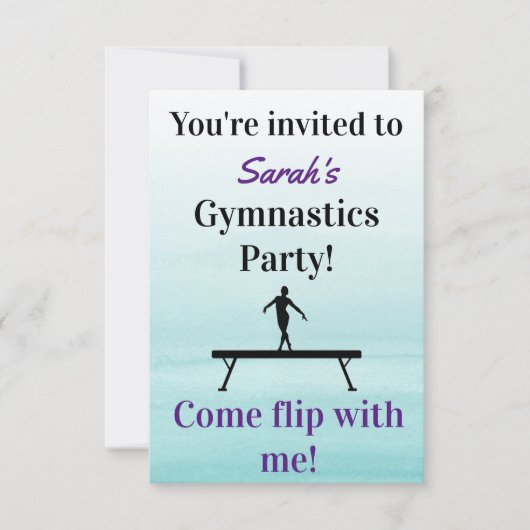 Gymnastics Birthday Invitation | Gymnastiekpartij Kaart (Voorkant)