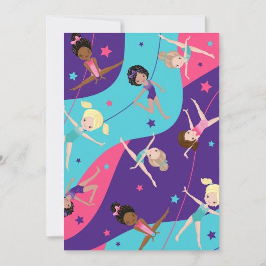 Gymnastics Birthday Invitation, Jump Invitation Kaart (Achterkant)