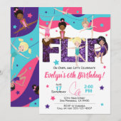 Gymnastics Birthday Invitation, Jump Invitation Kaart (Voorkant / Achterkant)