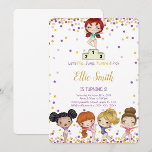 Gymnastics Birthday Invitation Kaart