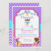 Gymnastics Birthday Invitation Kaart (Voorkant / Achterkant)